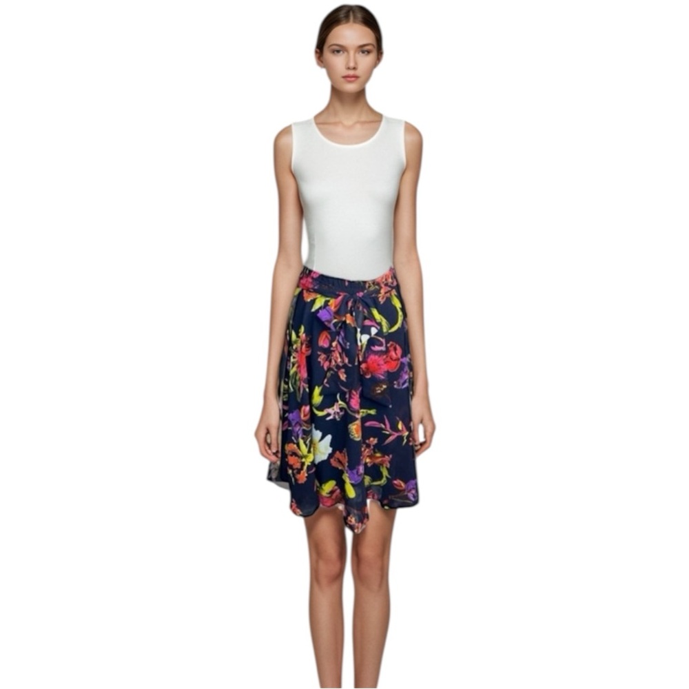 Mix nouveau navy floral midi skirt professional spring fit & flare workwear